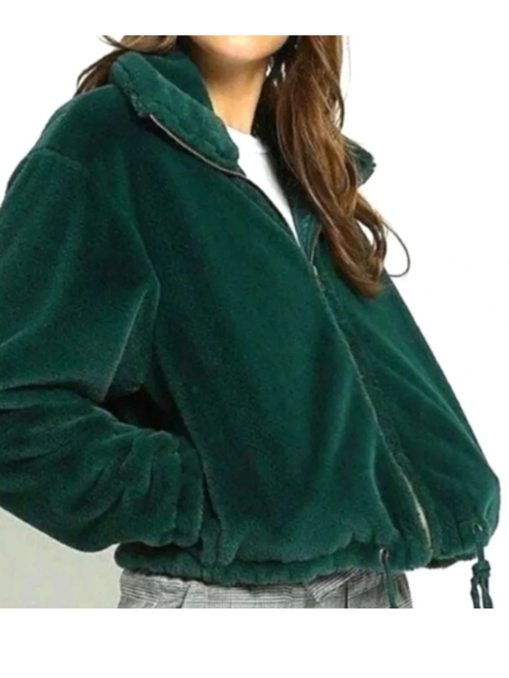 Victoria Secret Know One Cares Faux Fur Green Jacket